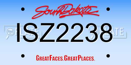ISZ2238 South Dakota License Plate