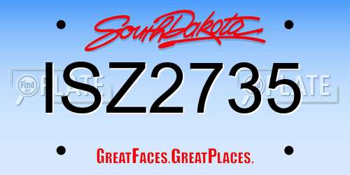ISZ2735 South Dakota License Plate