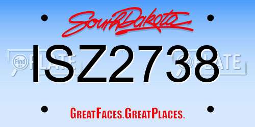 ISZ2738 South Dakota License Plate