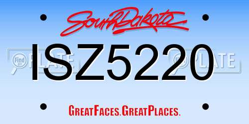 ISZ5220 South Dakota License Plate