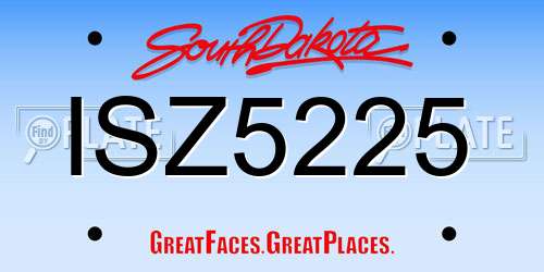 ISZ5225 South Dakota License Plate