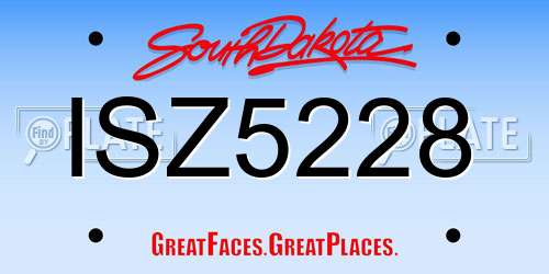 ISZ5228 South Dakota License Plate