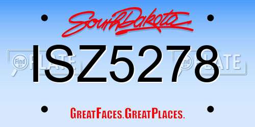 ISZ5278 South Dakota License Plate
