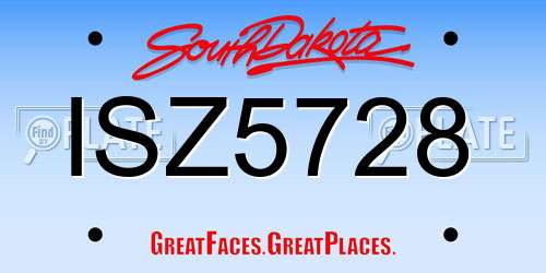 ISZ5728 South Dakota License Plate