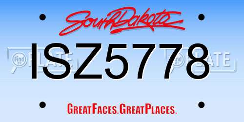 ISZ5778 South Dakota License Plate