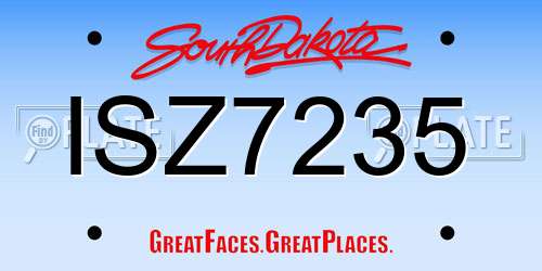 ISZ7235 South Dakota License Plate