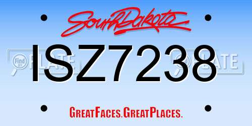 ISZ7238 South Dakota License Plate