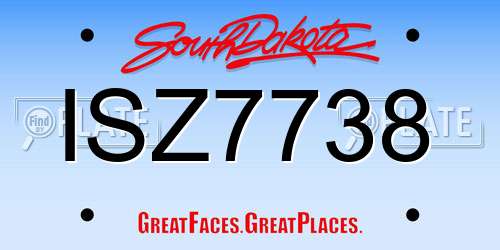 ISZ7738 South Dakota License Plate