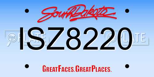 ISZ8220 South Dakota License Plate