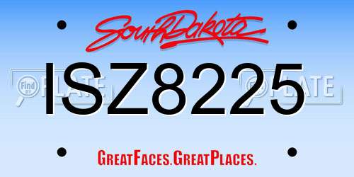 ISZ8225 South Dakota License Plate