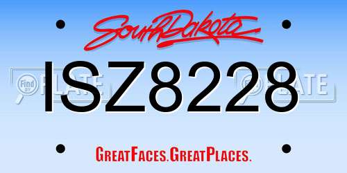 ISZ8228 South Dakota License Plate