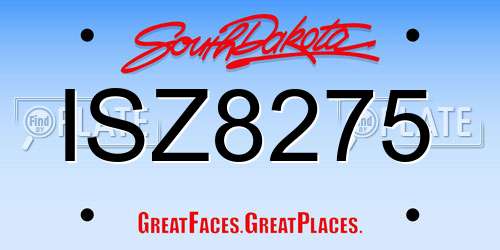 ISZ8275 South Dakota License Plate