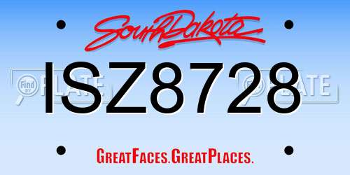 ISZ8728 South Dakota License Plate
