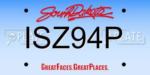 ISZ94P South Dakota License Plate
