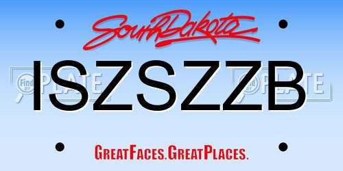 ISZSZZB South Dakota License Plate