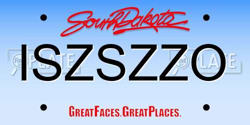 ISZSZZO South Dakota License Plate