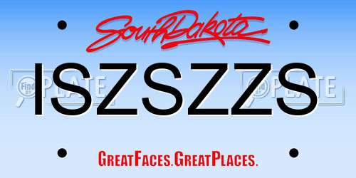ISZSZZS South Dakota License Plate