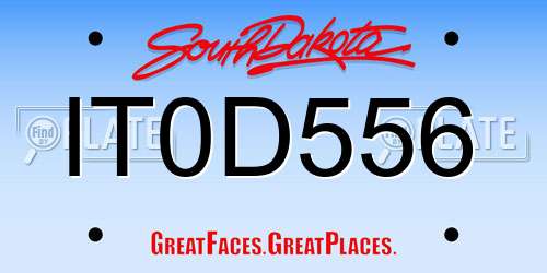 IT0D556 South Dakota License Plate