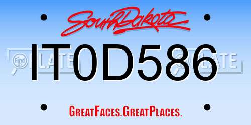 IT0D586 South Dakota License Plate