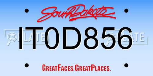 IT0D856 South Dakota License Plate