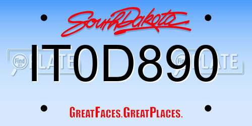 IT0D890 South Dakota License Plate