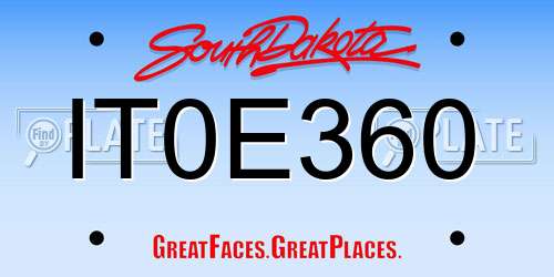 IT0E360 South Dakota License Plate