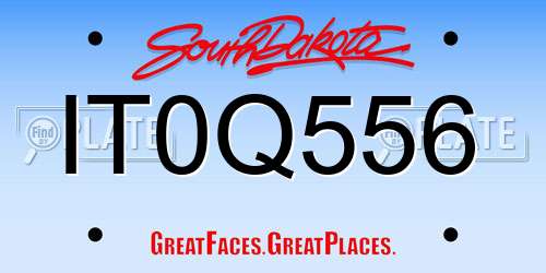 IT0Q556 South Dakota License Plate