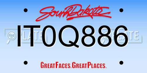 IT0Q886 South Dakota License Plate