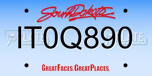 IT0Q890 South Dakota License Plate