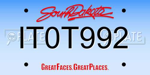 IT0T992 South Dakota License Plate