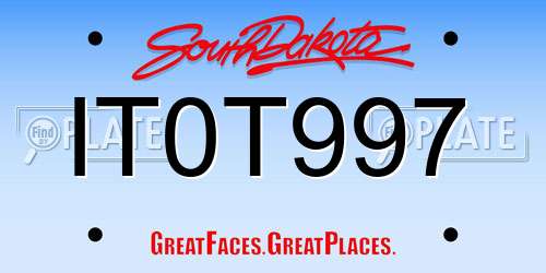 IT0T997 South Dakota License Plate