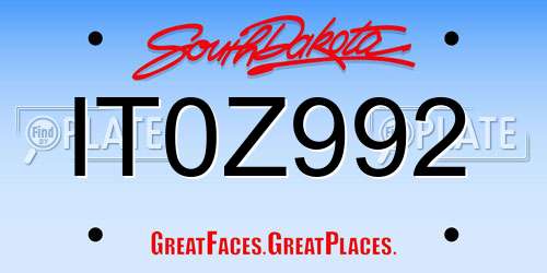 IT0Z992 South Dakota License Plate