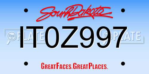 IT0Z997 South Dakota License Plate