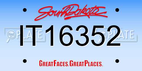 IT16352 South Dakota License Plate