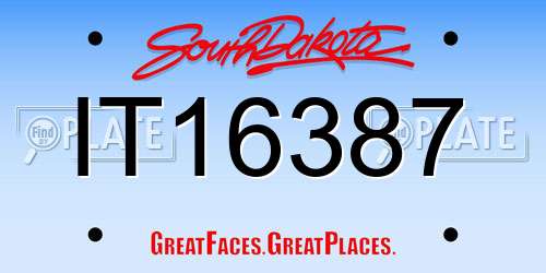 IT16387 South Dakota License Plate