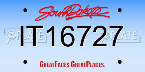 IT16727 South Dakota License Plate