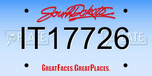 IT17726 South Dakota License Plate