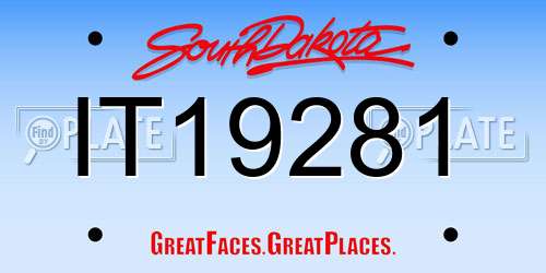 IT19281 South Dakota License Plate
