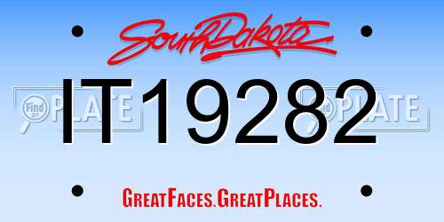 IT19282 South Dakota License Plate