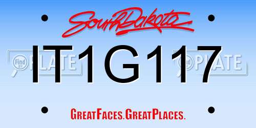 IT1G117 South Dakota License Plate