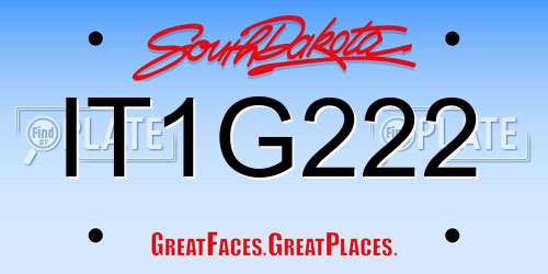 IT1G222 South Dakota License Plate