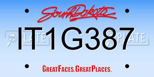 IT1G387 South Dakota License Plate