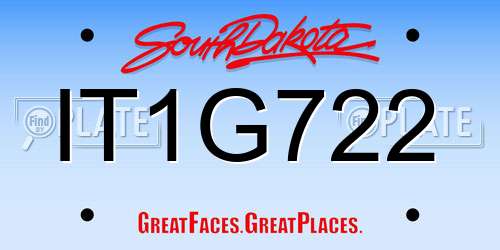 IT1G722 South Dakota License Plate