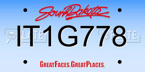 IT1G778 South Dakota License Plate