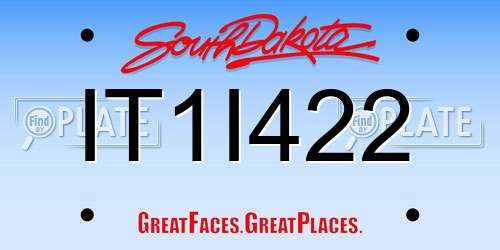 IT1I422 South Dakota License Plate