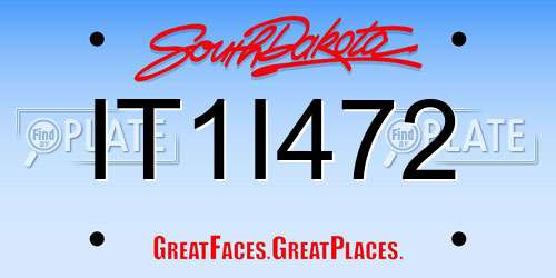 IT1I472 South Dakota License Plate