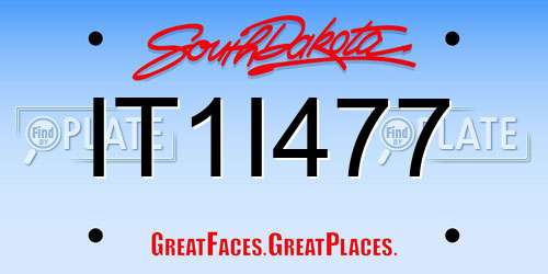 IT1I477 South Dakota License Plate