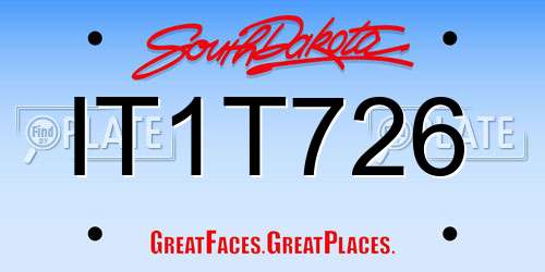 IT1T726 South Dakota License Plate