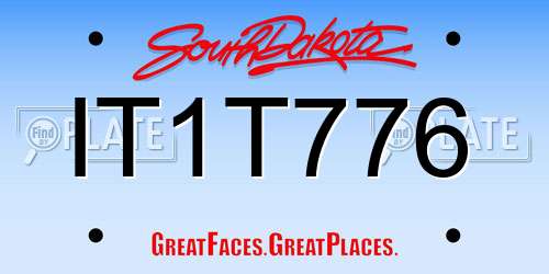 IT1T776 South Dakota License Plate