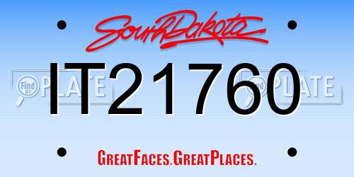 IT21760 South Dakota License Plate